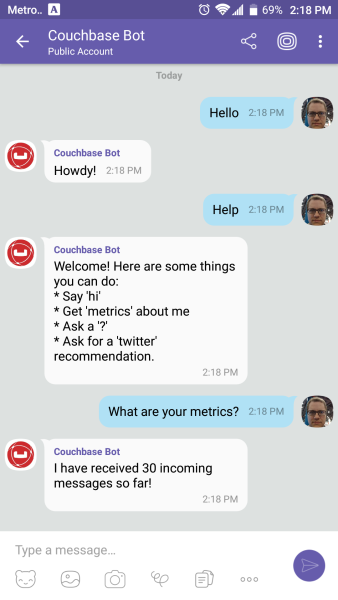 Conversation with chatbot