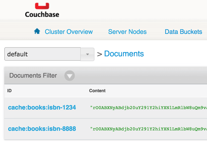 Spring Cache documents in Couchbase console
