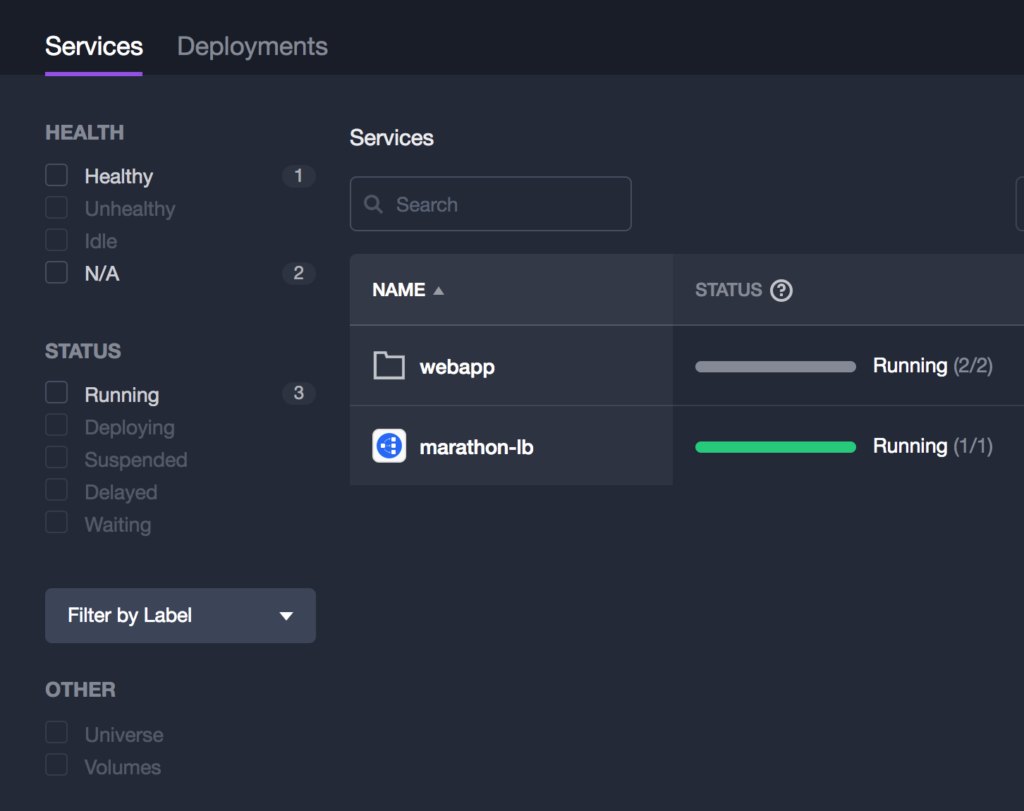 DC/OS Cluster Web Application