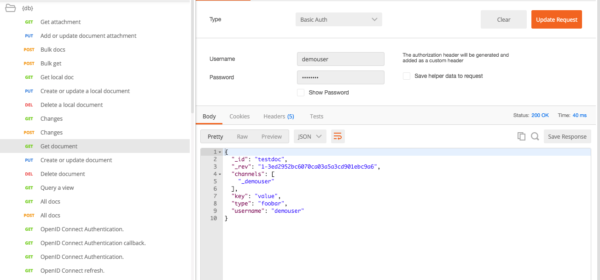 Querying Couchbase Sync Gateway using Postman