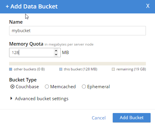 Add new bucket - no authentication options anymore