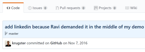 Live git commit to sample application during presentation