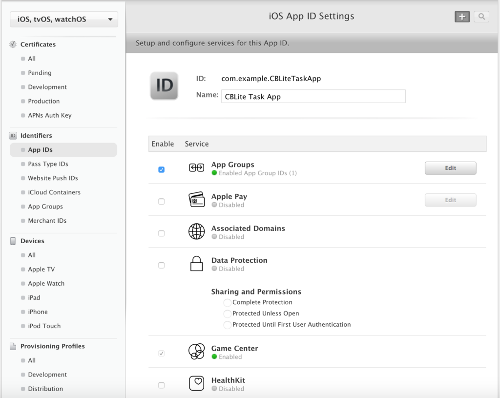 Configuring App Group for App in Apple Developer Portal