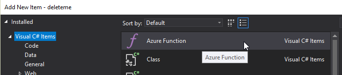 Add Azure Function