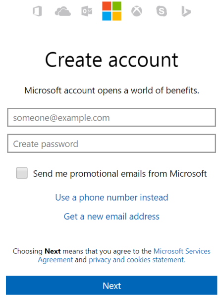 Create a Microsoft account
