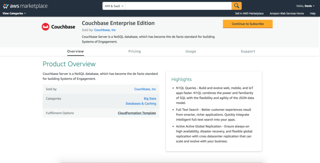 Couchbase Enterprise Edition on AWS