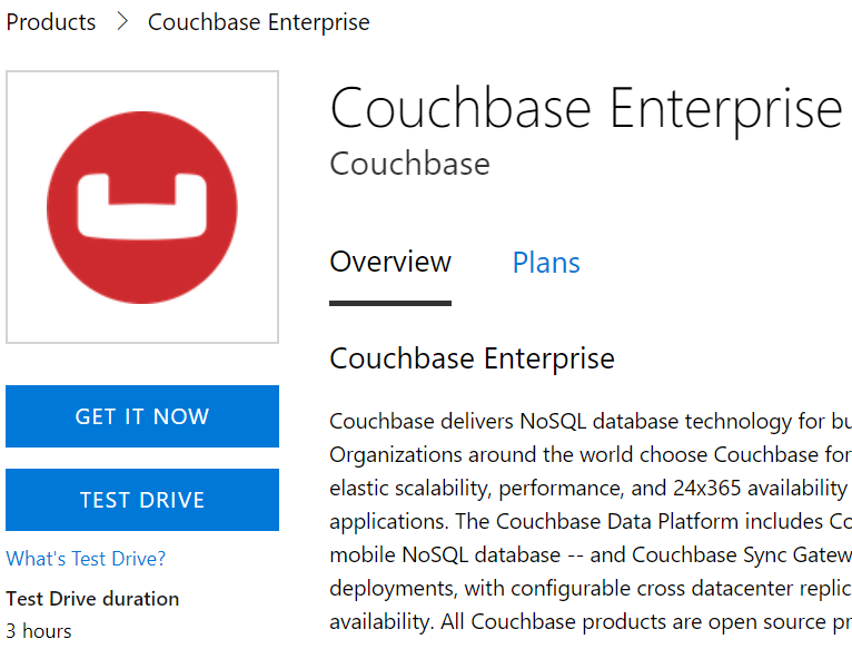 Couchbase Azure product page