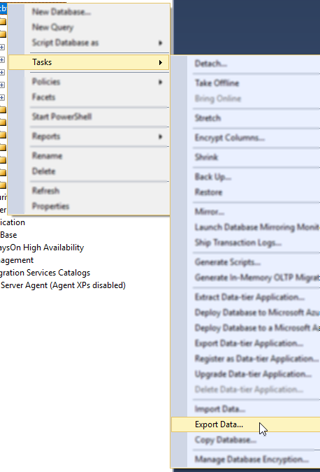 Export CSV from SQL Server Management Studio