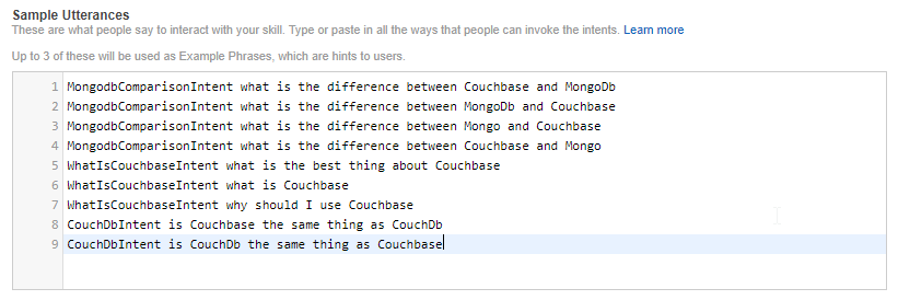 Alexa skills sample utterances