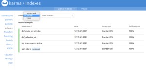 Index tab in Couchbase Administration Console