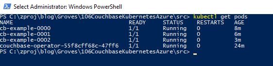 kubectl get pods running on AKS