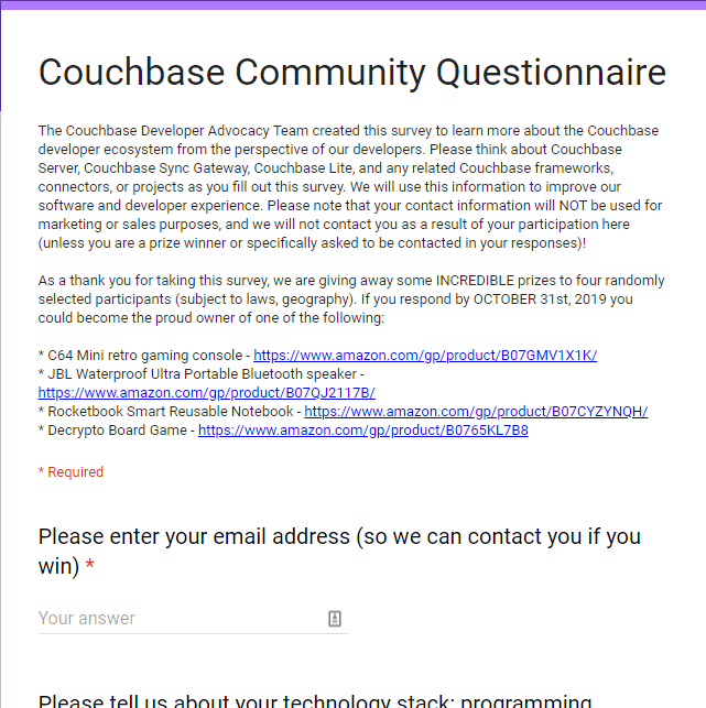 The Couchbase Community Questionnaire
