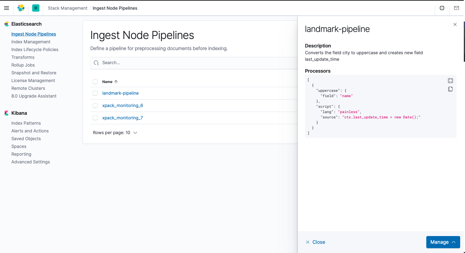 Ingest Node Pipeline installed