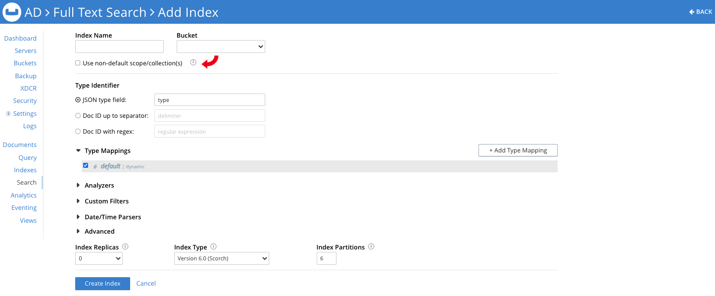 Add a full-text search index in Couchbase Server