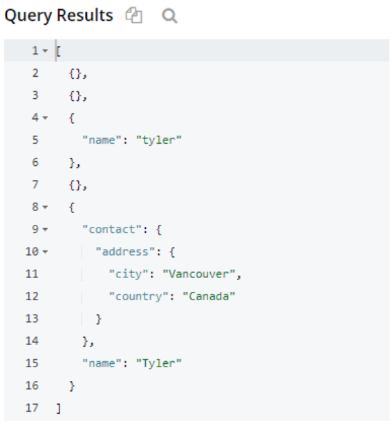JSON N1QL query showing records containing specific field names
