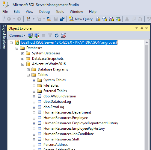 SQL Server with AdventureWorks