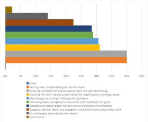 chart showing developer team challenges experienced by organizations