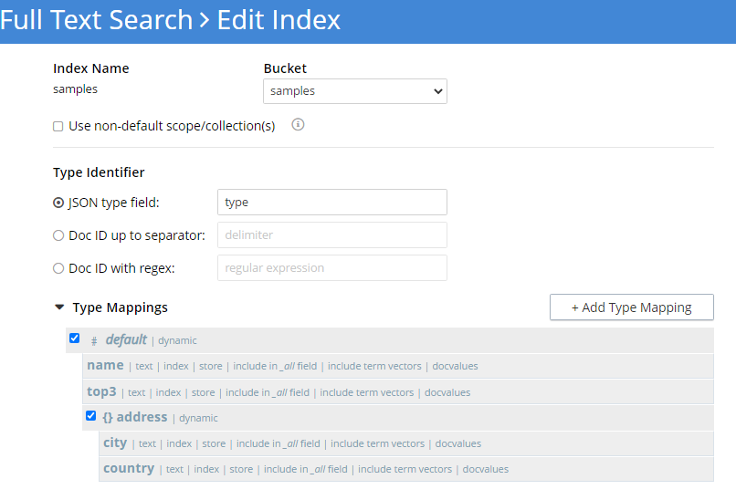 text search indexing for data structures