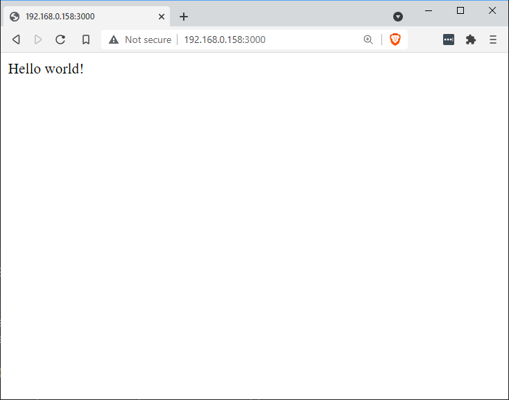 Hello world showing in a web browser from Node.js and Express