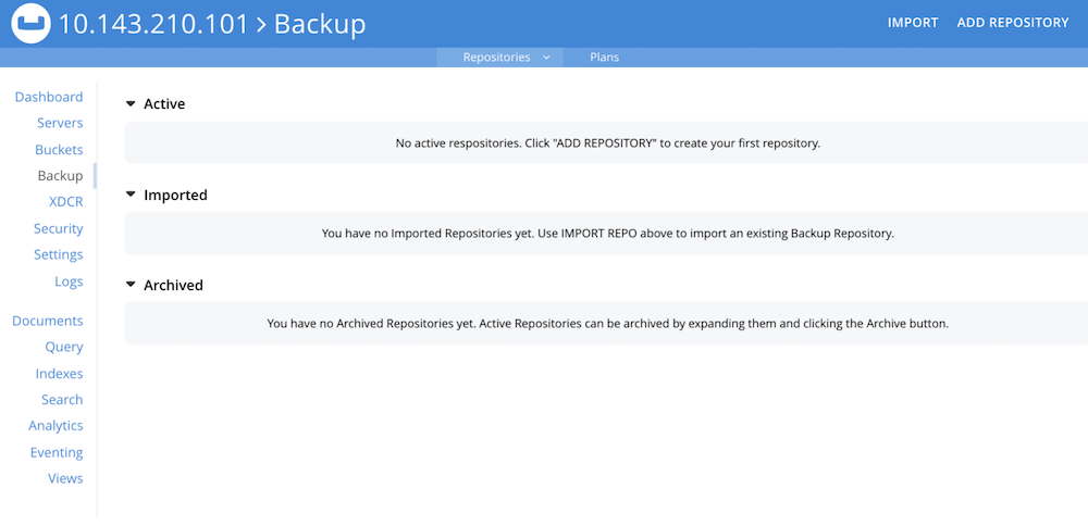 The UI for the new Couchbase Backup Service