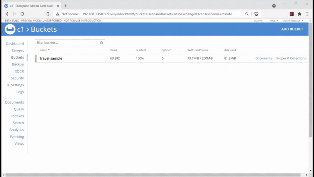 Process to create a search index using Couchbase Web Console