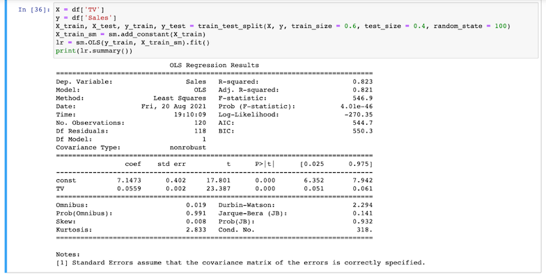 Ordinary Least Squares method for regression testing