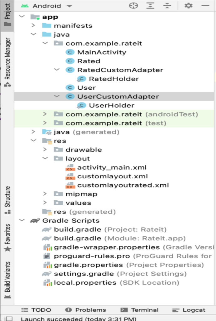 File structure of Android Studio project