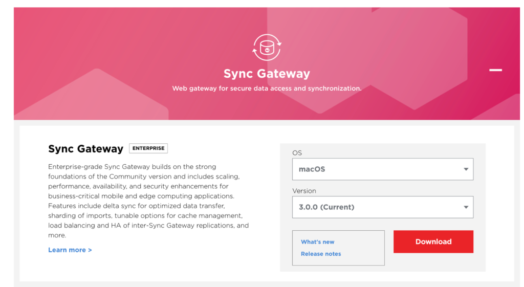 Couchbase Mobile Sync Gateway download page