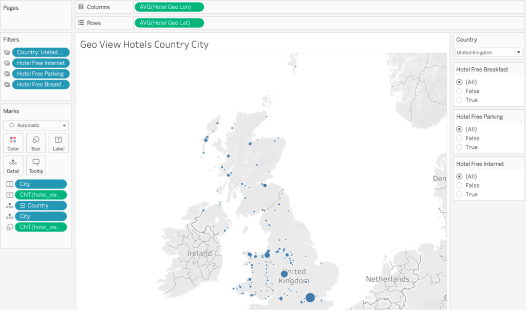 Couchbase Tableau connector worksheet map demo