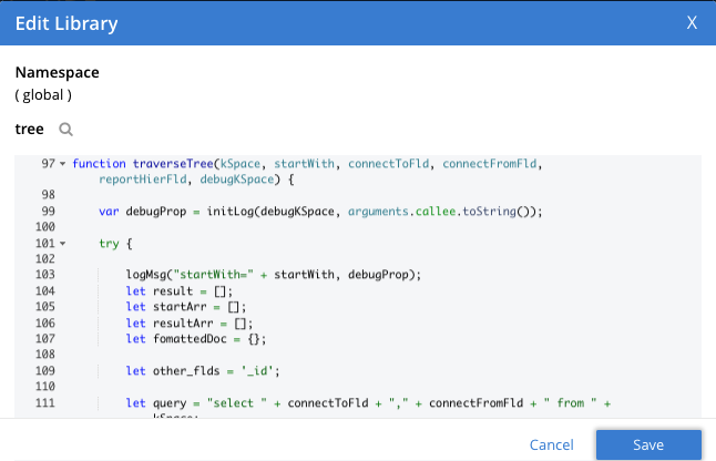 Editing Couchbase JavaScript code