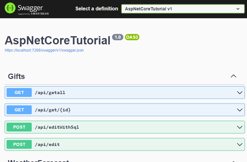 ASP.NET endpoints showing in Swagger UI