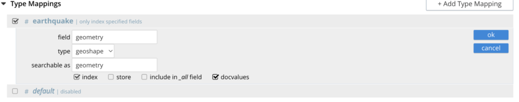 Geospatial field indexing with JSON