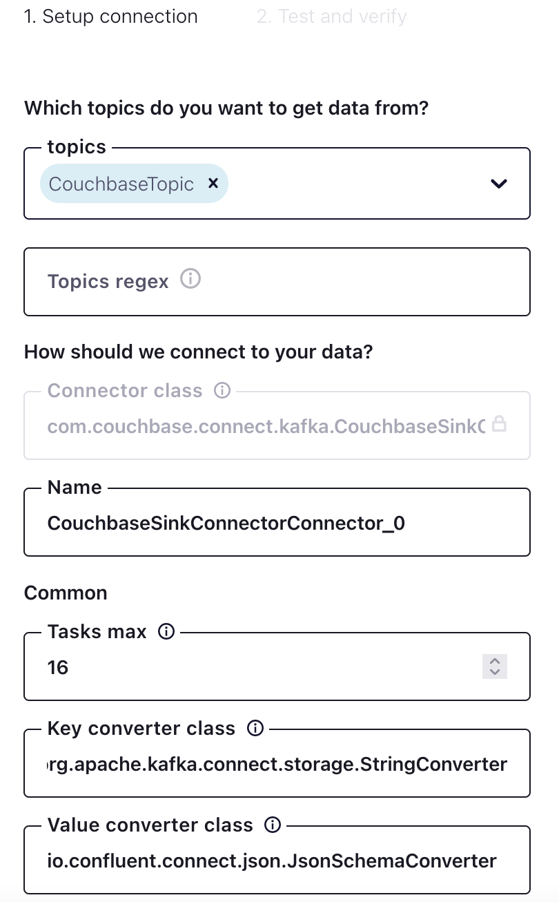 Configuring Confluent connect topics with Couchbase buckets