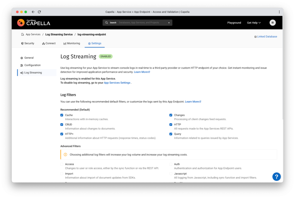 Capella App Services Enhancing Observability with RealTime Log