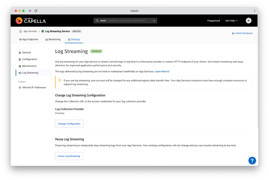 Capella App Services Enhancing Observability with RealTime Log