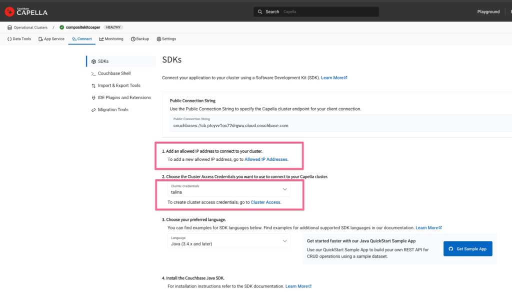 SDKs to connect to Capella AI services