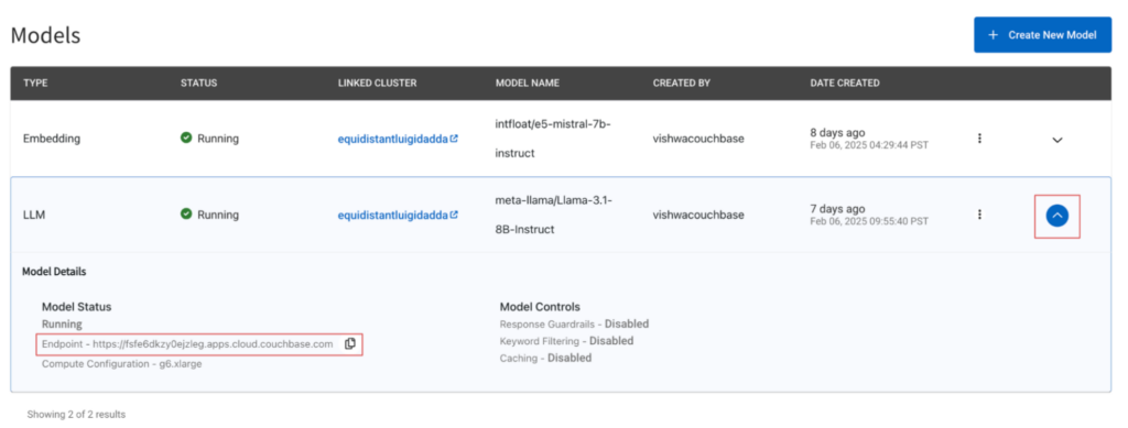 Manage LLM and embedding models through database UI