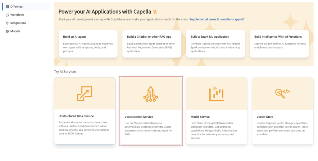 Automated AI vectorization service in Capella