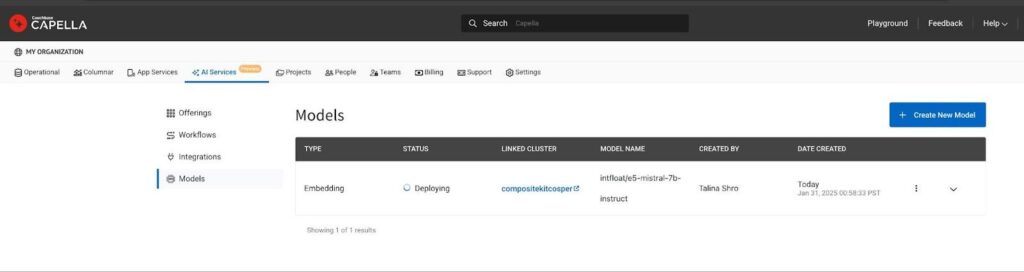 List of AI models configured in AI Services