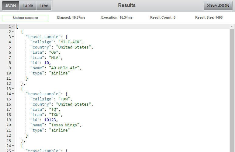 Query Workbench Results area