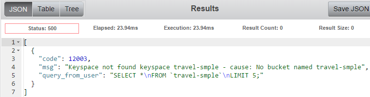 Unsuccessful result of N1QL query