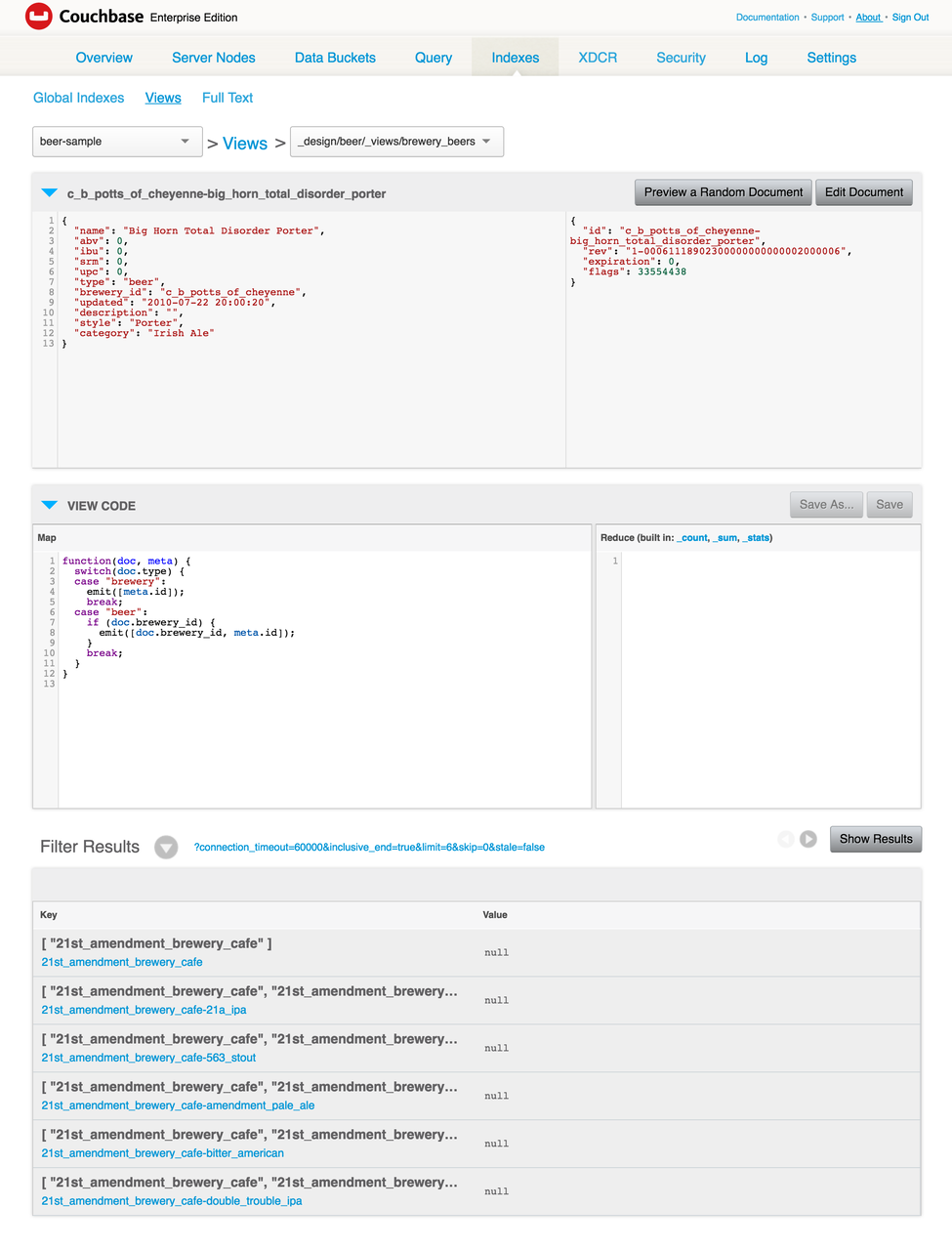 Couchbase Server View Sample