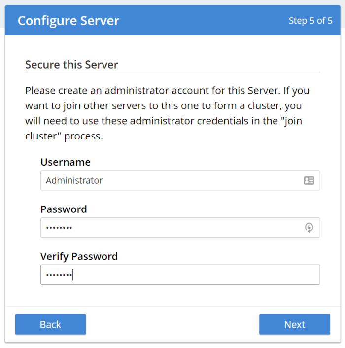 Create administrator user in Couchbase Server setup
