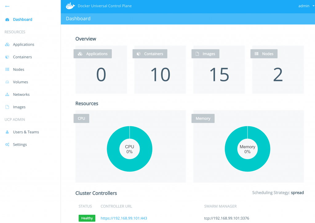 Docker Universal Control Plane Dashboard