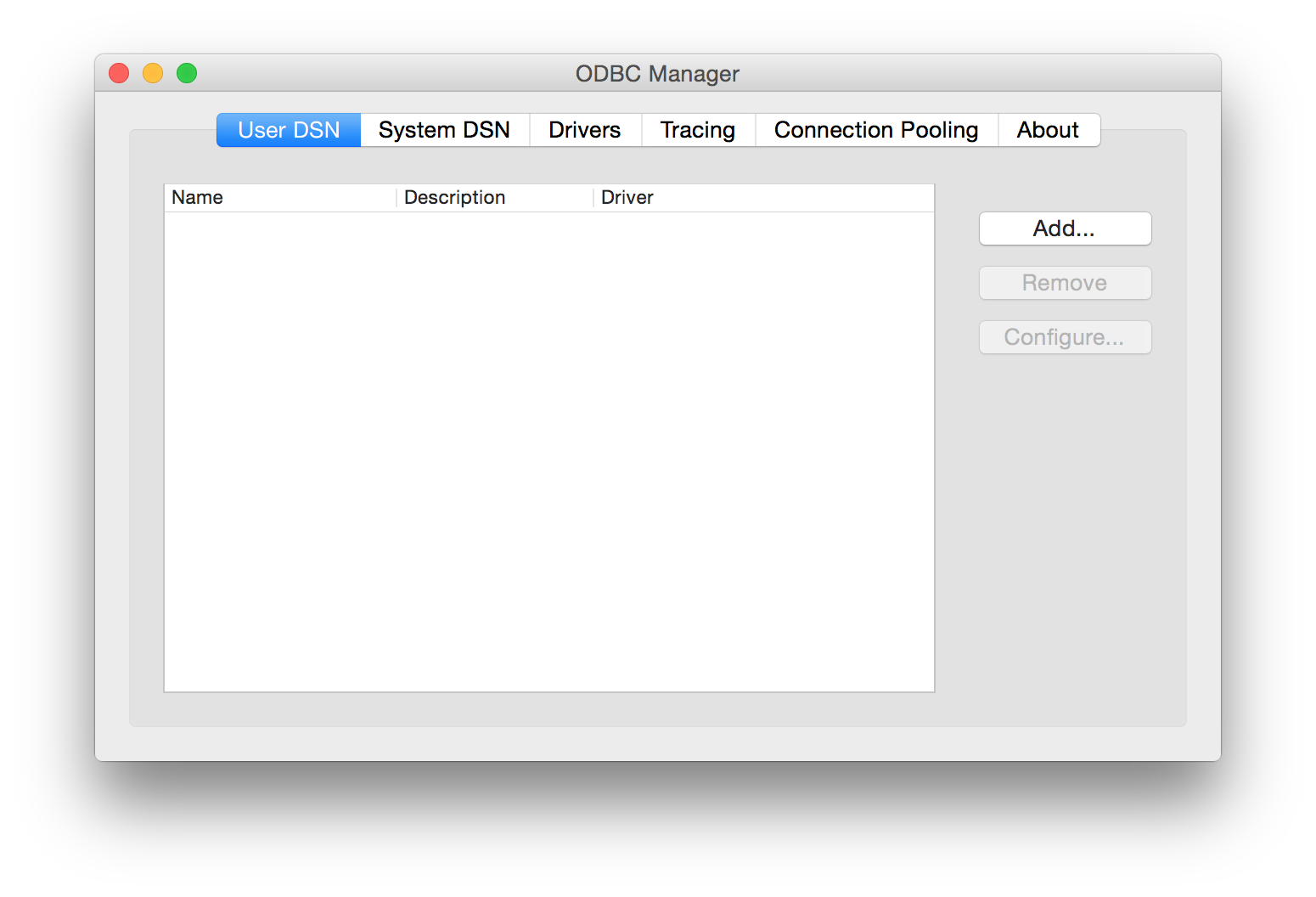 ODBC Manager - Mac