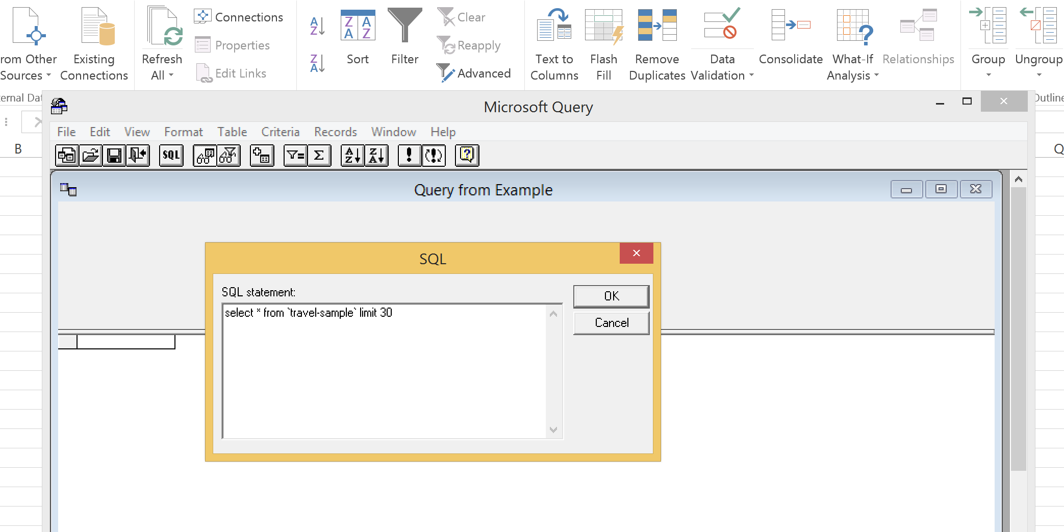 ODBC Excel Query Data - Windows