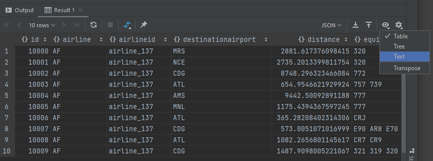 DataGrip text view