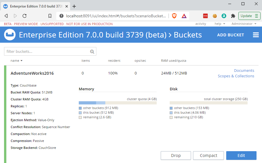 AdventureWorks bucket in Couchbase