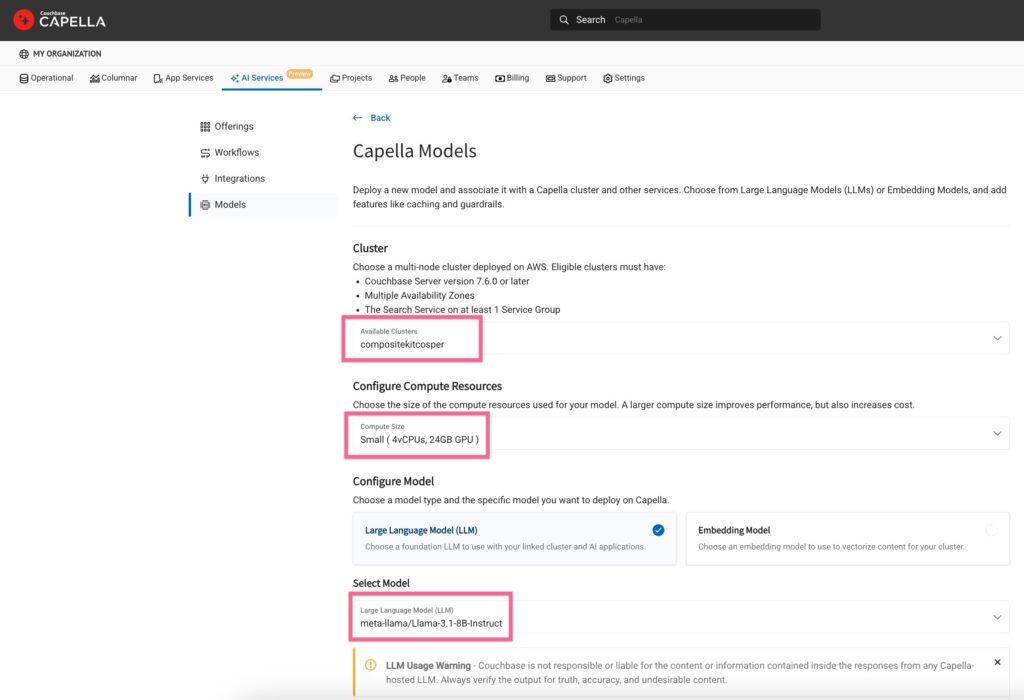 Compute sizing and select an AI foundation model