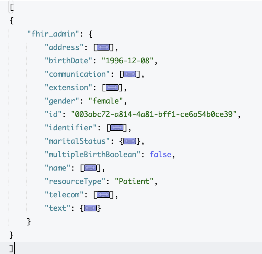 HL7 FHIR protocol patient admin document database
